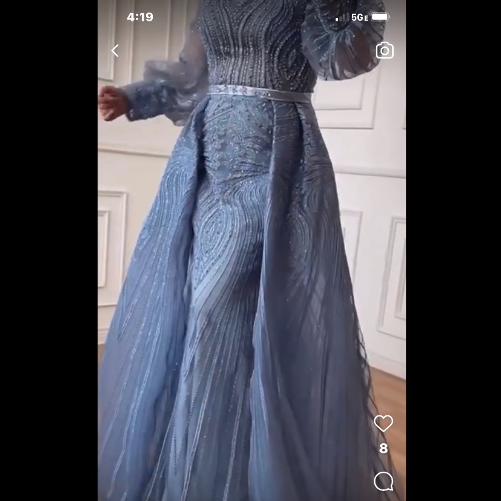 Blue gown with over skirt